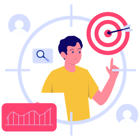Businessman working on audience target and marketing  Illustration