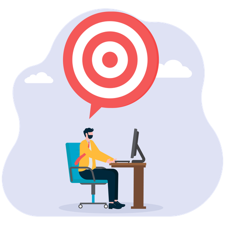 Businessman working on big target  Illustration