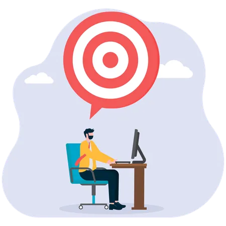 Businessman working on big target  Illustration