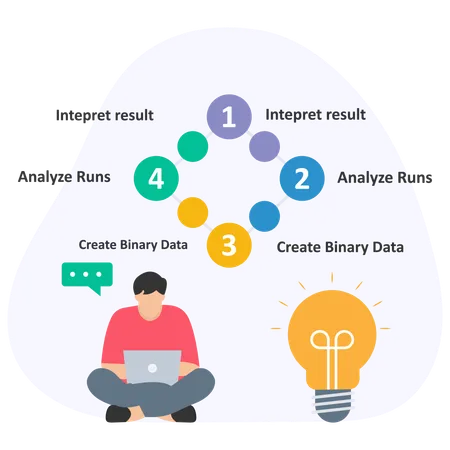 Businessman working on binary data  Illustration