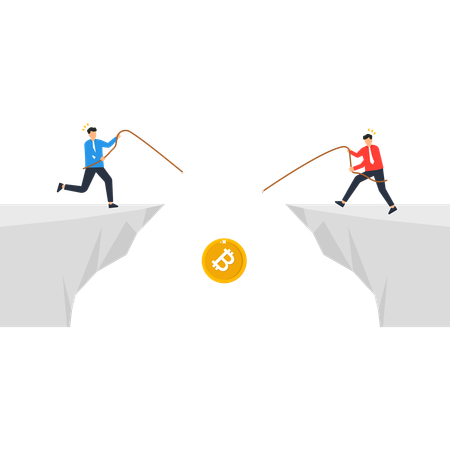 Businessman working on Bitcoin Cryptocurrency Investment  Illustration