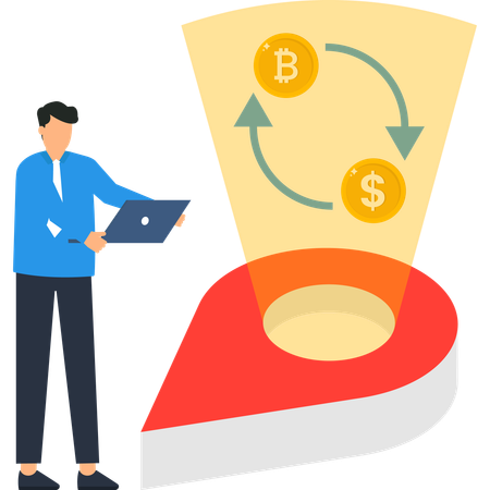 Businessman working on Bitcoin Exchange  Illustration
