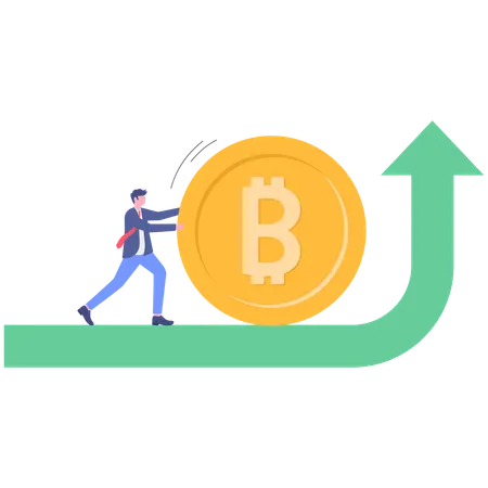 Businessman working on bitcoin growth  Illustration