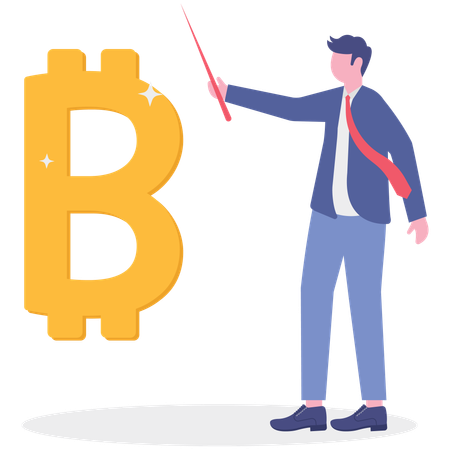 Businessman working on blockchain technology  Illustration