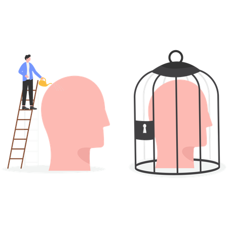 Businessman working on brain development  Illustration