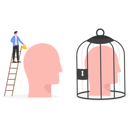 Businessman working on brain development  Illustration