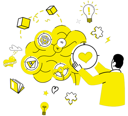 Businessman working on brain development  Illustration