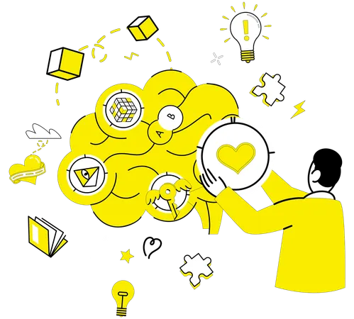 Businessman working on brain development  Illustration