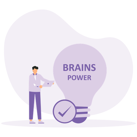 Businessman working on brain power  Illustration