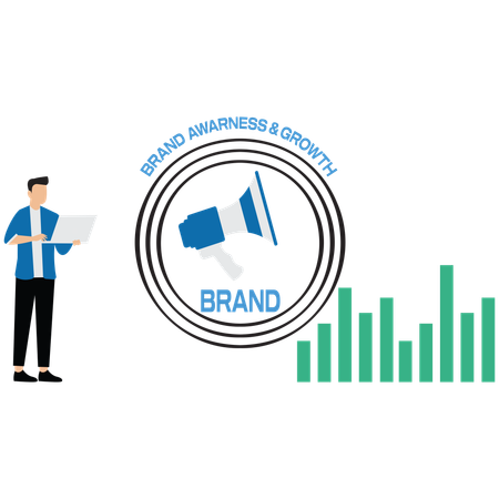 Businessman working on brand awareness  Illustration