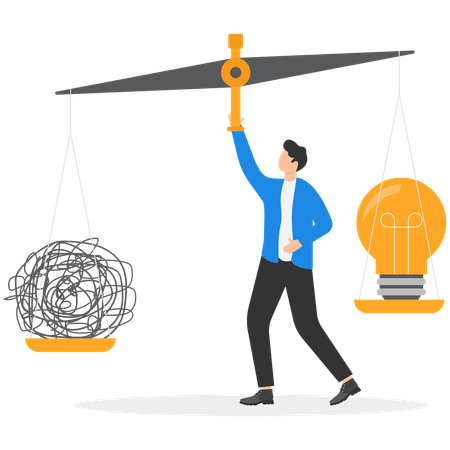 Businessman working on brilliant idea  Illustration