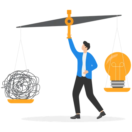 Businessman working on brilliant idea  Illustration