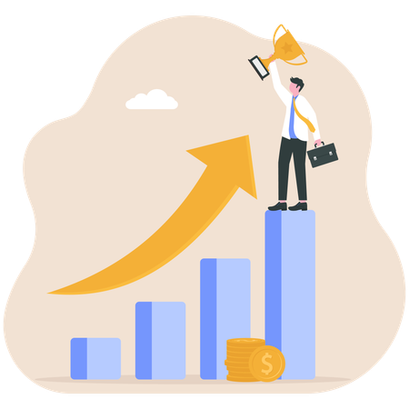 Businessman working on business achievement  Illustration