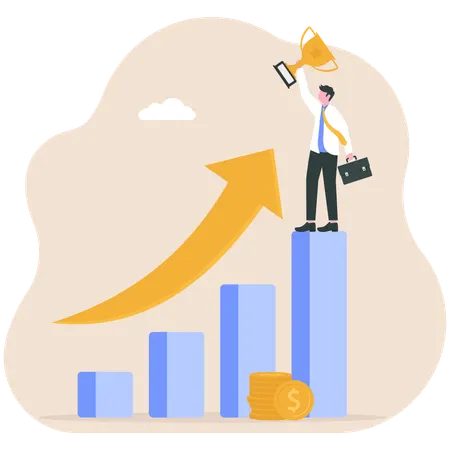 Businessman working on business achievement  Illustration