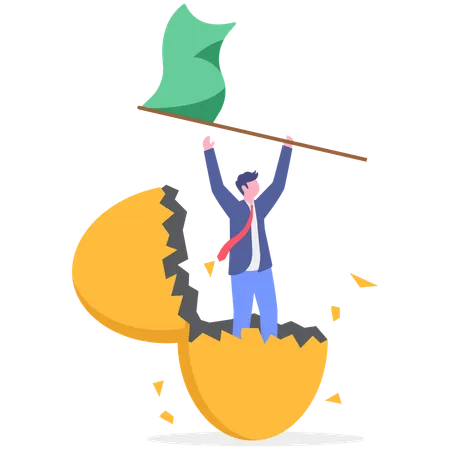 Businessman working on business achivement  Illustration
