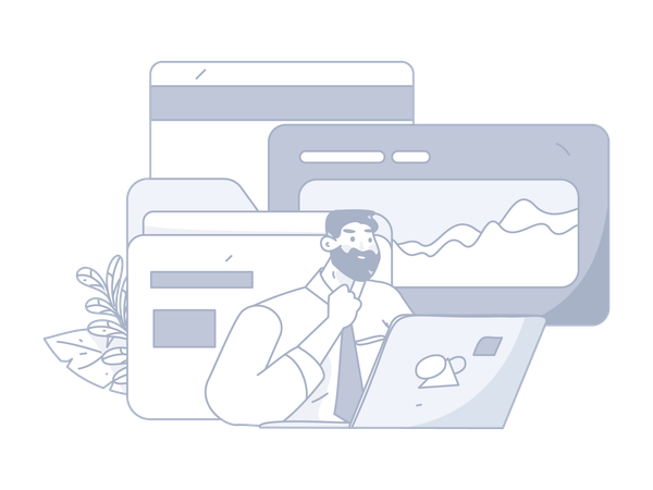 Businessman working on business analysis  Illustration