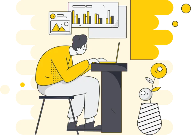 Businessman working on business analysis report  Illustration