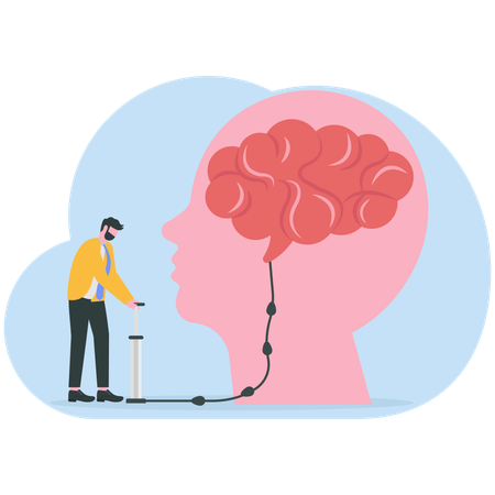 Businessman working on business brain  Illustration