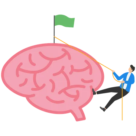 Businessman working on business brain  Illustration