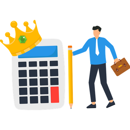 Businessman working on business calculator  Illustration