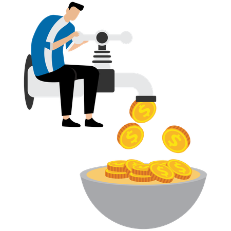 Businessman working on business cashflow  Illustration