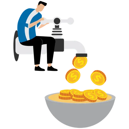 Businessman working on business cashflow  Illustration