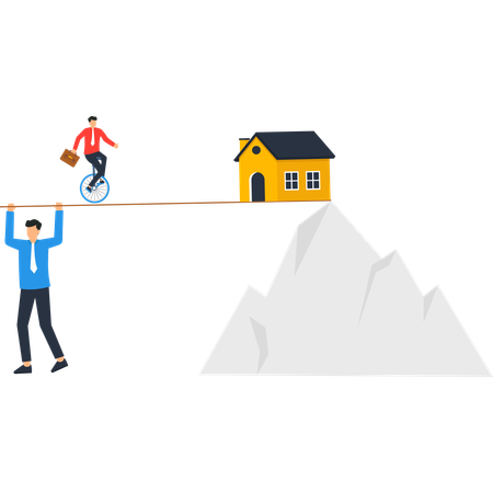Businessman working on business challenge  Illustration