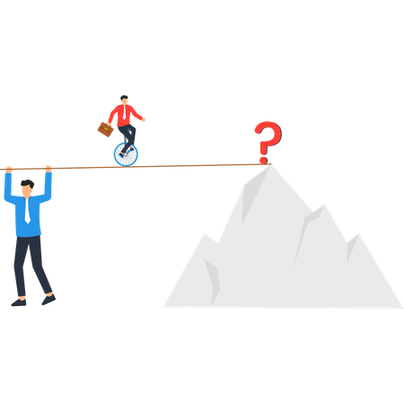 Businessman working on business challenge  Illustration