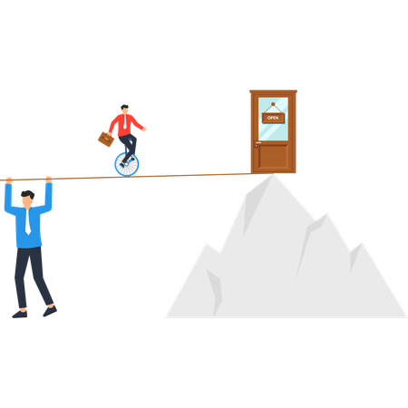 Businessman working on business challenge  Illustration