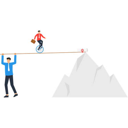 Businessman working on business challenge  Illustration