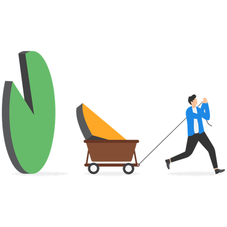 Businessman working on business chart  Illustration