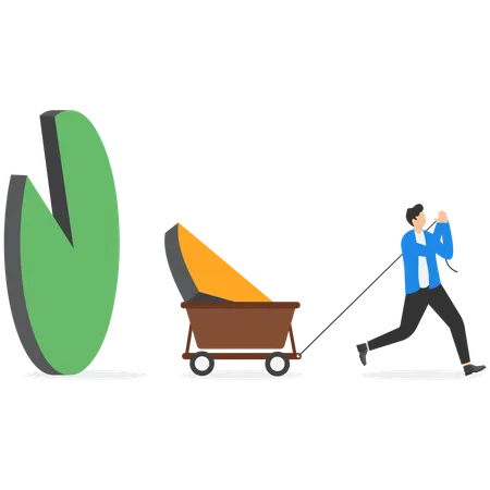Businessman working on business chart  Illustration