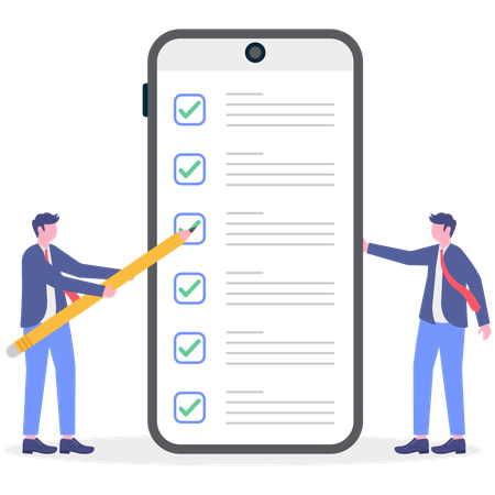 Businessman working on business checklist  Illustration