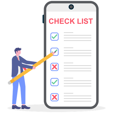 Businessman working on business checklist  Illustration