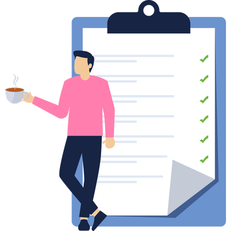 Businessman working on business checklist  Illustration