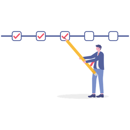 Businessman working on business checklist  Illustration