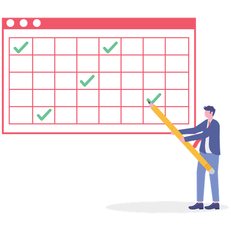 Businessman working on business checklist  Illustration