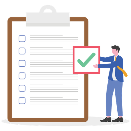 Businessman working on business checklist  Illustration