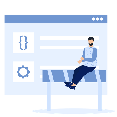Businessman working on business coding  Illustration