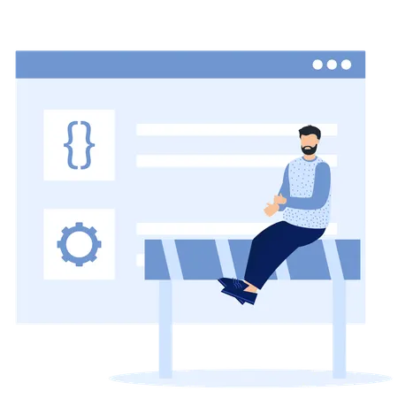 Businessman working on business coding  Illustration