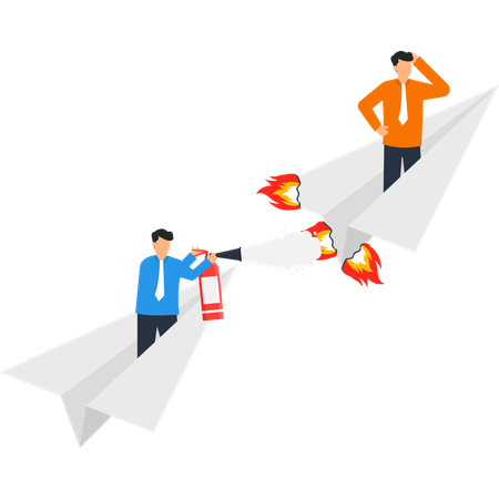 Businessman working on Business Crisis Management  Illustration