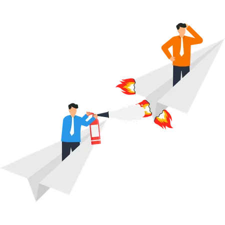 Businessman working on Business Crisis Management  Illustration
