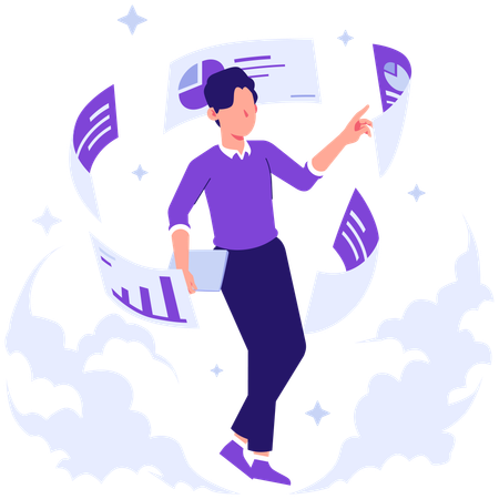 Businessman working on business dashboard  Illustration