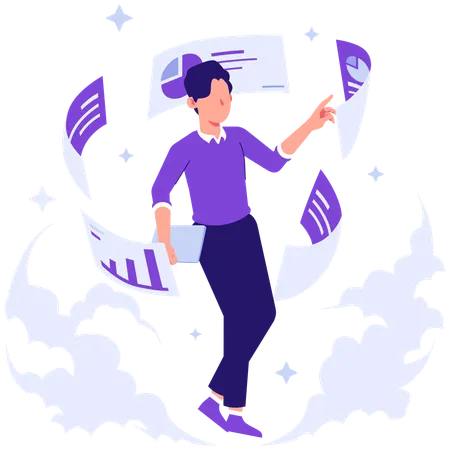Businessman working on business dashboard  Illustration