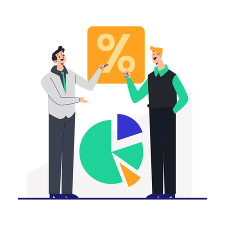 Businessman working on business data  Illustration