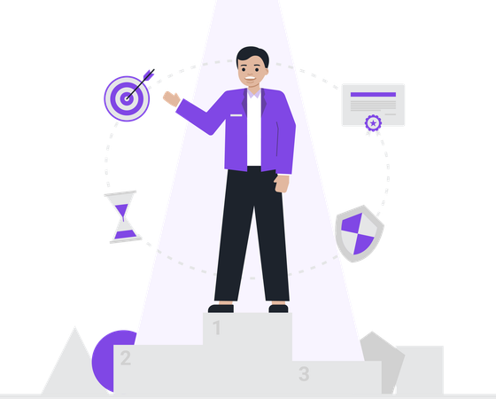 Businessman working on business data analysis  Illustration