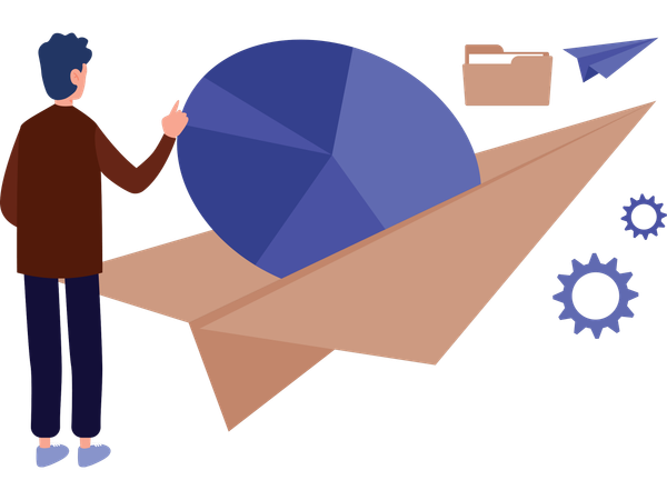 Businessman working on business data visualisation  Illustration
