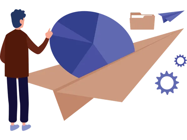 Businessman working on business data visualisation  Illustration