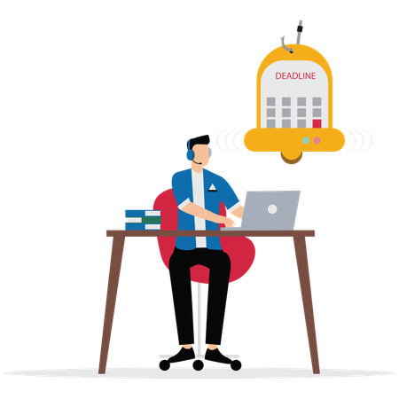 Businessman working on business deadline  Illustration