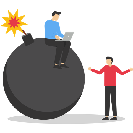Businessman working on business deadline  Illustration